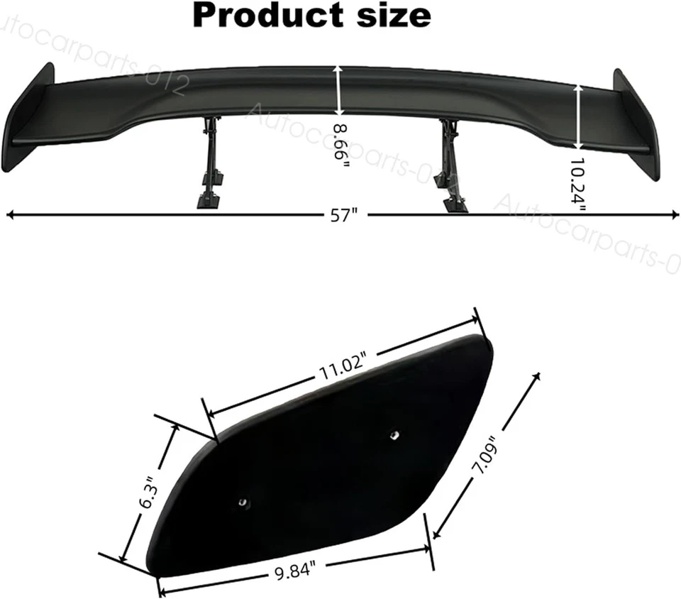 57" Adjustable Rear Car Trunk Spoiler Wing GT Style For BMW 230i 330i 320i E90 - Изображение 2 из 4