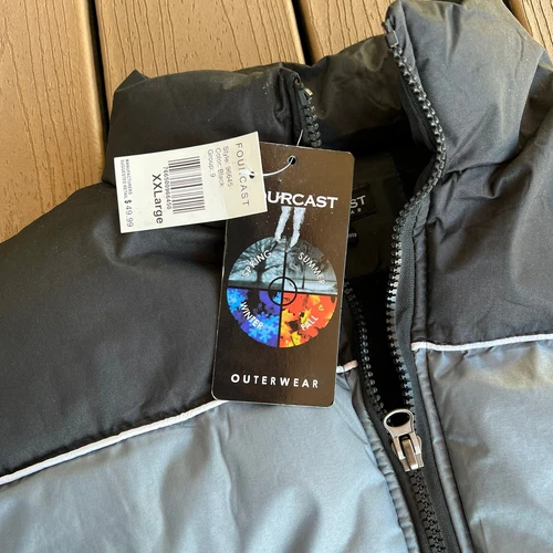 Puffer Vest Mens 2XL XXL Fourcast Black Gray NWT Winter Gorpcore Outdoors Hiking image 2