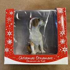 Beagle Dog Christmas Ornament with Santa Hat Sandicast NEW