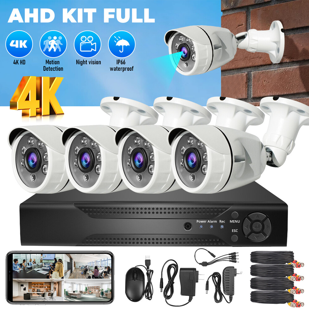 1080p Full HD Outdoor Security Camera System, 4 Pack Smart Home 4CH DVD CCTV US