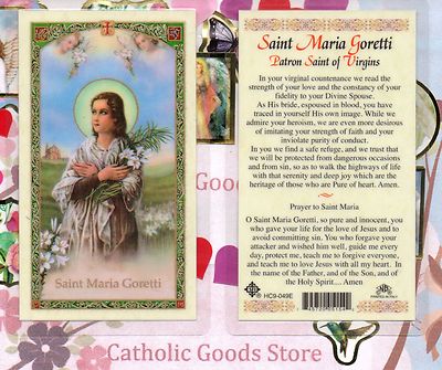Saint Maria Goretti with St. Maria Prayer -Laminated Holy Card 049E