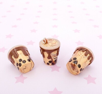 Tiger Sugar Boba Milk Tea Polymer Clay Charm - Boba Tea Charm - Bubble Tea Charm