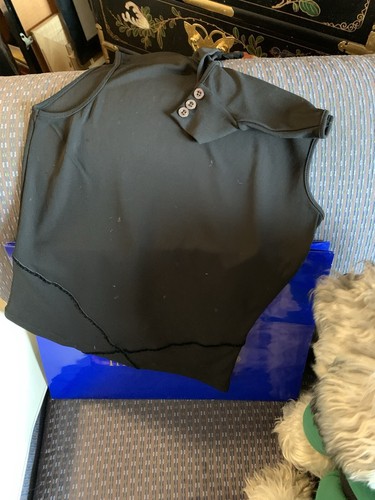 Vtg Gianni Versace Black Holiday Top. Size 24/38 Made In Italy Veleveteen Adorn
