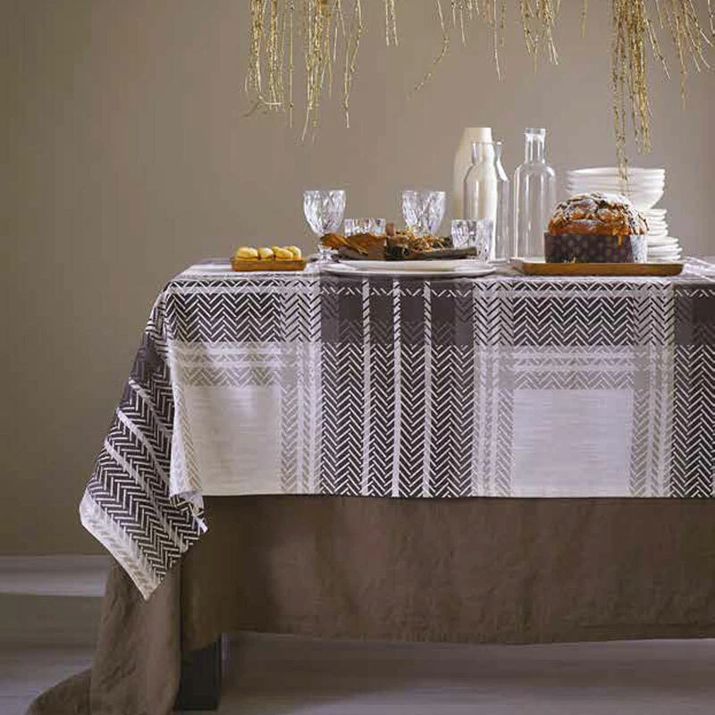 Matches21 Runner Centrotavola Effetto Lino Bianco/Beige - 40x140 Cm - Tessuto Lavabile 80% Poliestere 20% Lino