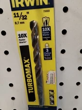 Irwin 73322 Turbomax 11/32" x 4-3/4" L High Speed Steel Drill Bit