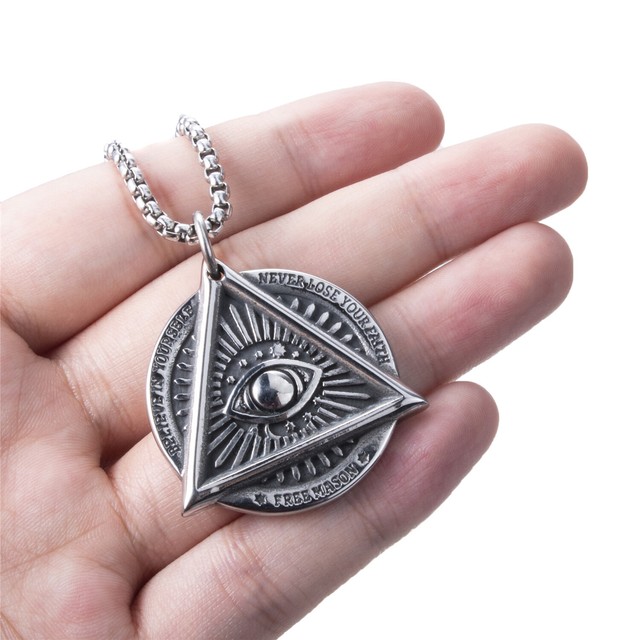 Men's Illuminati Masonic All Seeing Eye Stainless Steel Pendant