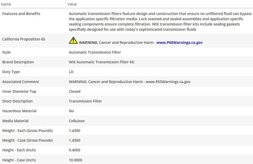 Filtro de aceite tipo OEM WIX para Oldsmobile Silhouette 1992-1995 V6-3,8 L Foto 3 de 4
