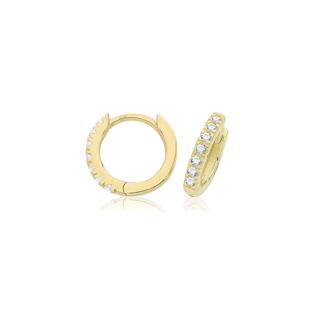 9ct Oro Amarillo Cierre Tipo 'Clicker' Pendientes de Aro