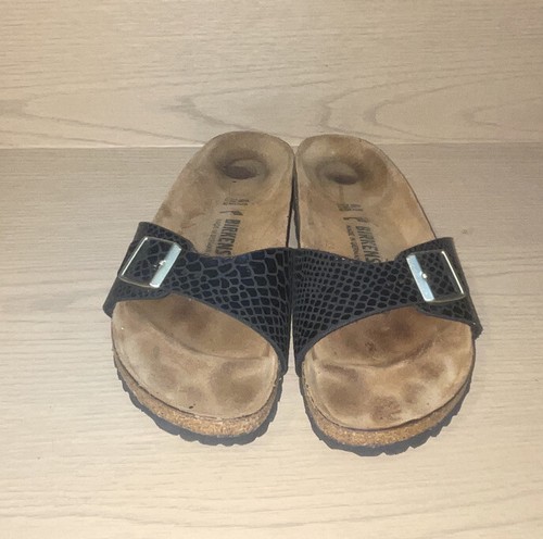 Birkenstock Black Leather Buckle Strap Detail Sandals Sz 41M Made In Germany - Picture 5 of 12