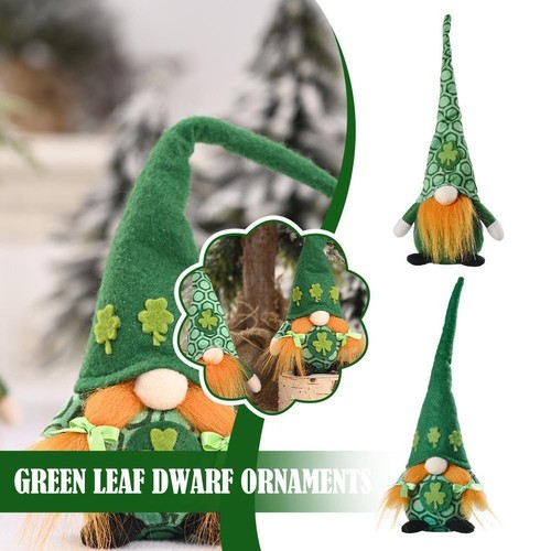 St Patricks Day Decoration Plush Green Leaf Dwarf Ornaments T8Z6 - Picture 4 of 21