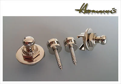 HERMANN´S Strap Locks, Security Locks Gurtpin 2er Set Chrom für Gitarre + Bass