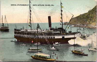 Postcard Arrival of Steamers at Santa Catalina Island, California
