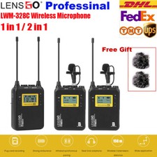 LENSGO LWM-328C 2 In 1 wireless microphone Collar Clip Mic for Video Recording