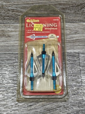 Allen Lightning Broadhead 13/16'' 100 Grain Aluminum Ferrule Razor Sharp New Old