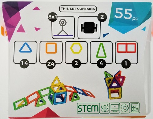 Magnetic Construction Set 55 Pcs STEM Educational Learning Creativity Kids NEW - Picture 4 of 9