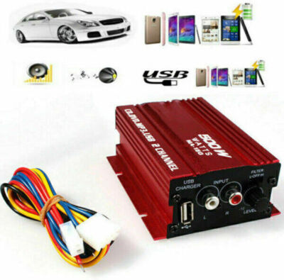12V Hifi Auto Stereo Audio Verstärker Endstufe 2Kanal Amplifier Kabel 9-14V 、 
