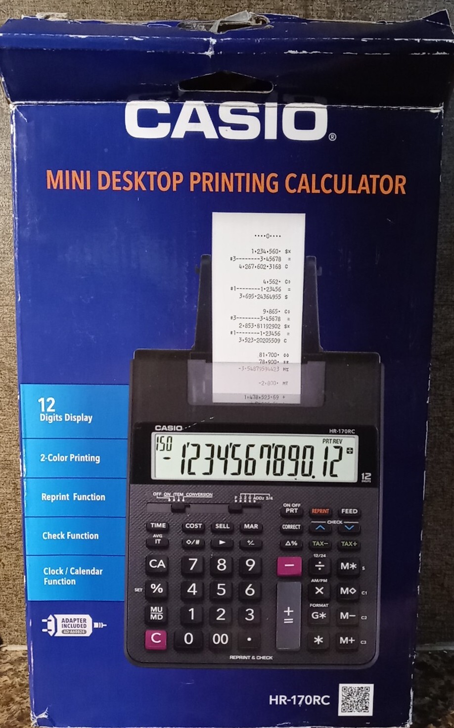 Casio Mini Desktop 2 Color Printing Calculator Clock Calenda
