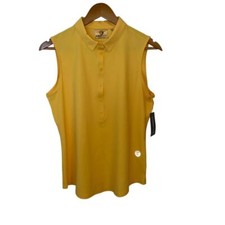 Foray Golf CORE Sleeveless Athletic Golf Shirt Amber Yellow Performance Polo M