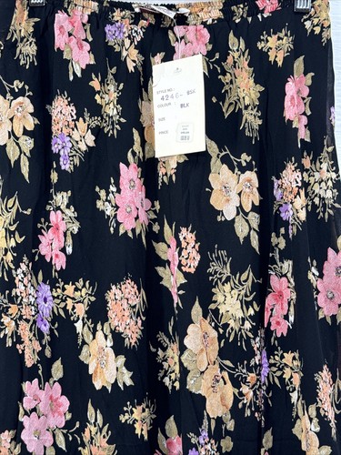 Sterling Styles Vtg Women’s Bias Skirts Black Floral 100% rayon One Size - Picture 4 of 10