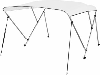 PONTTOR Bimini Top Bootsverdeck Sonnenverdeck Sonnensegel mit 3 Armen Boot weiss