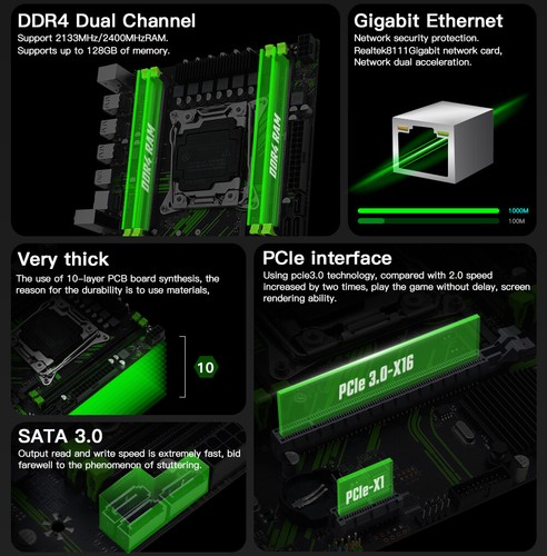 LGA 2011-3 X99 Kit PR9 Motherboard Xeon E5 2650 V4 CPU SET DDR4 RAM NVME USB 3.0 - 第 13/15 張圖片