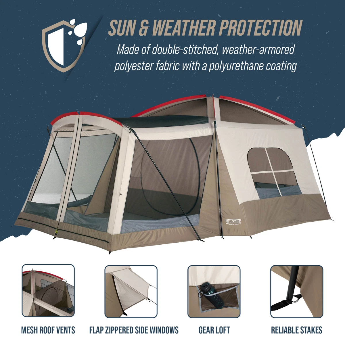 Wenzel Klondike 16 x 11 8 Person Outdoor Camping Tent with