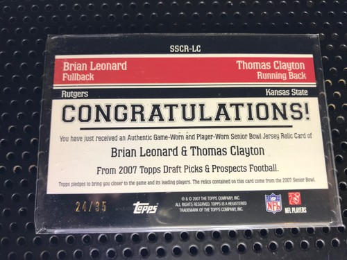 Chansi Stuckey David Clowney Topps DPP Dual Prime Jersey /49 - Picture 2 of 3