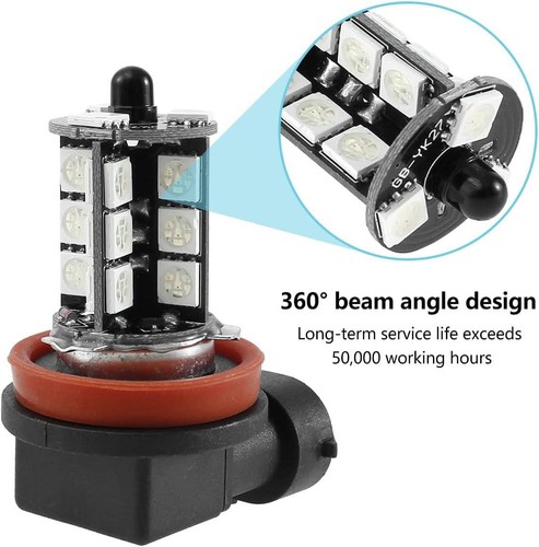 Pair H11 H8 RGB Colourchange LED fog light bulbs remote control 12v headlight - Picture 9 of 10
