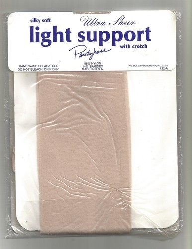 Vintage Light Support Pantyhose Silky Soft Ultra Sheer Leg -Medium Color: Bone - Picture 2 of 2