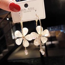 Crystal Flower Dangle Drop Earrings for Women Gifts,Elegant Flower Earrings