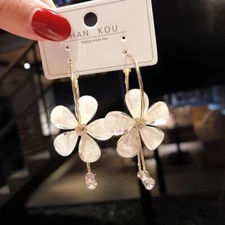 Crystal Flower Dangle Drop Earrings for Women Gifts,Elegant Flower Earrings