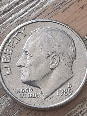 1989 D Roosevelt Dime BU ( D ) Mint Mark Slanted Slightly 