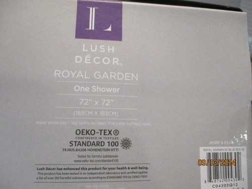 By Lush Decor Royal Garden Fabric Shower Curtain , Embroidered Details 72" x 72" - Picture 6 of 6