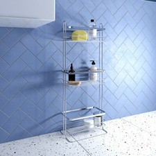 Croydex Freestanding Bathroom Storage Caddy 3 Tier Storage Baskets Chrome