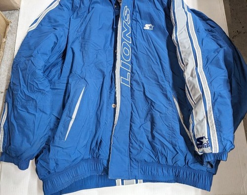 Starter Pro Line NFL Detroit Lions Coat Zip Up Removal Hood Size 4XL - Picture 2 of 4
