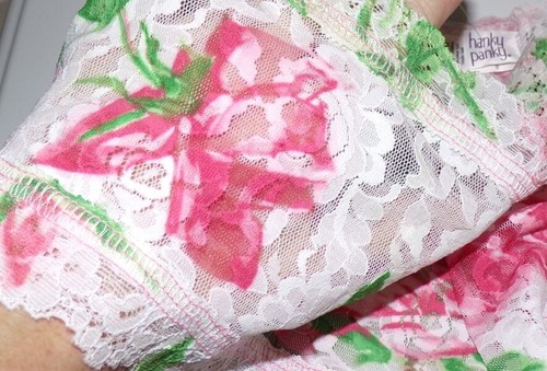 HANKY PANKY Size Large/7 BoyShort Panty/Brief Sheer Stretch Lace White Red/Flor - Picture 4 of 6