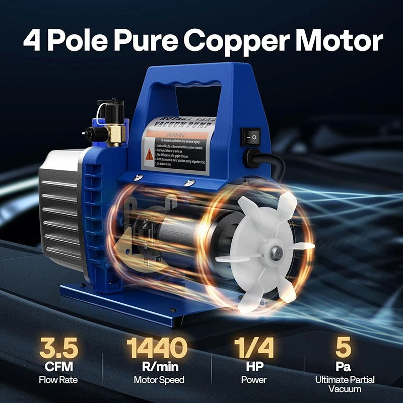 Cámara de vacío de 1,5 galones y kit de cámara de desgasificación de bomba de una sola etapa de 3,5 CFM Foto 3 de 4