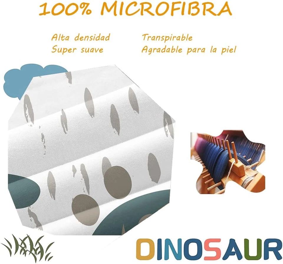 Copripiumino per Bambini, Set Da Letto Singolo, Blu Dinosaur Microfibra, Copripi - Immagine 4 di 4