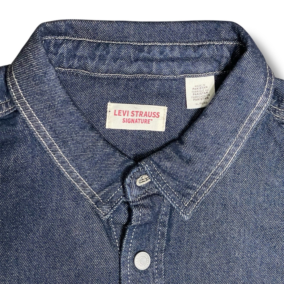 Levi Strauss Utility Shirt Jacket Mens XL Blue Denim Snap
