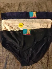Lot Of 3 Vanity Fair Women's Flattering Lace Bikini Panties Nylon- Size 10 