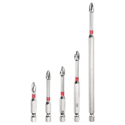 5pcs PH2 Phillips Screwdrivers Bit 1/4'' Hex Shank 2+2.6+2.8+3.5+6'' Magnetic Red