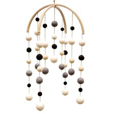Black and White Baby Crib Mobile  Safe High Contrast Wool Toys, Neutral Room...