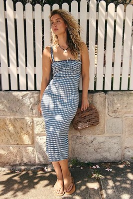 Free People Lucinda Midi Dress - Indigo Combo
