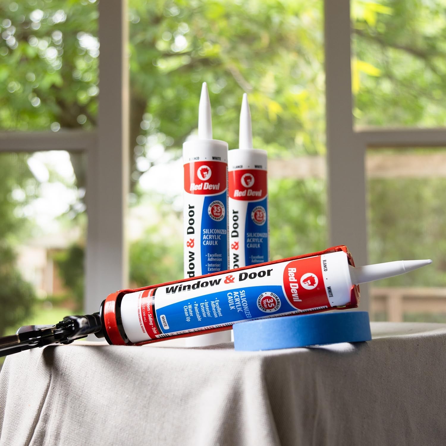 Window & Door Acrylic Caulk Clear, 10.1 oz, Pack of 12