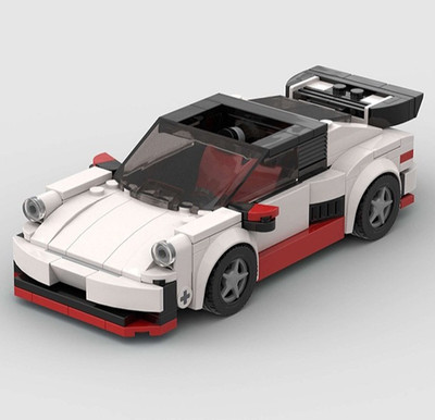 Custom MOC Lego Porsche 911 Turbo White Sports Car 231 Piece Building Brick Car