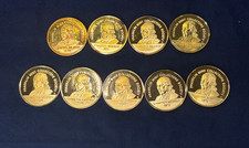 1970's Franklin Mint Gold Plated Sterling Silver Collectors Society Member Coins