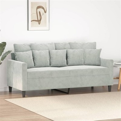 Bowery Hill Metal 2-Seater Sofa in Light Grey Polyester Velvet