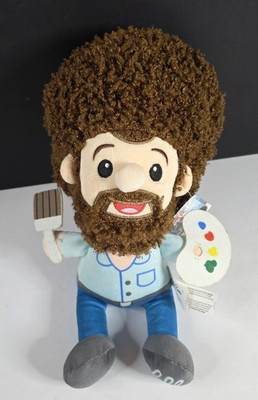 Bob Ross Happy Little Painter Plush Stuffed Doll Figure with Brush & Palette Tag