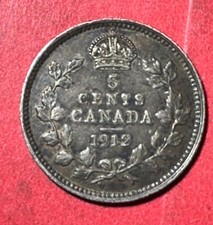 1912 Canada King George V SILVER 10 CENTS! XF! SHARP! Old Canadian Coin!