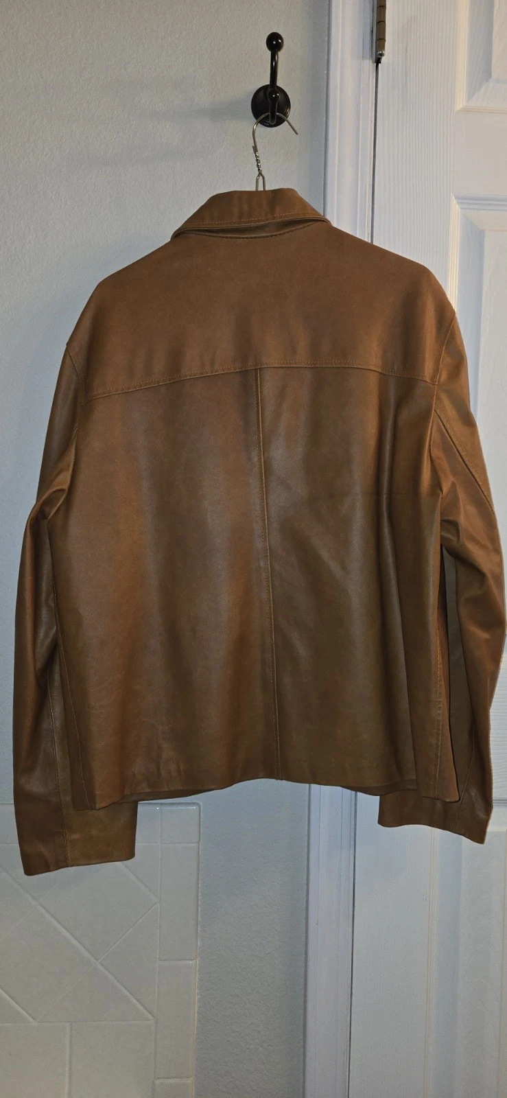 Vintage Italian Leather Jacket Men Euro 52 US 40 Cognac Brown Coat  image 3